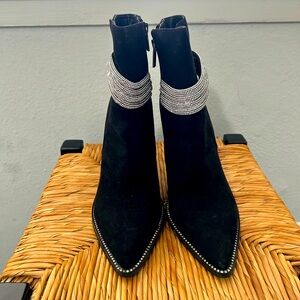 JLO black suede with diamond chain